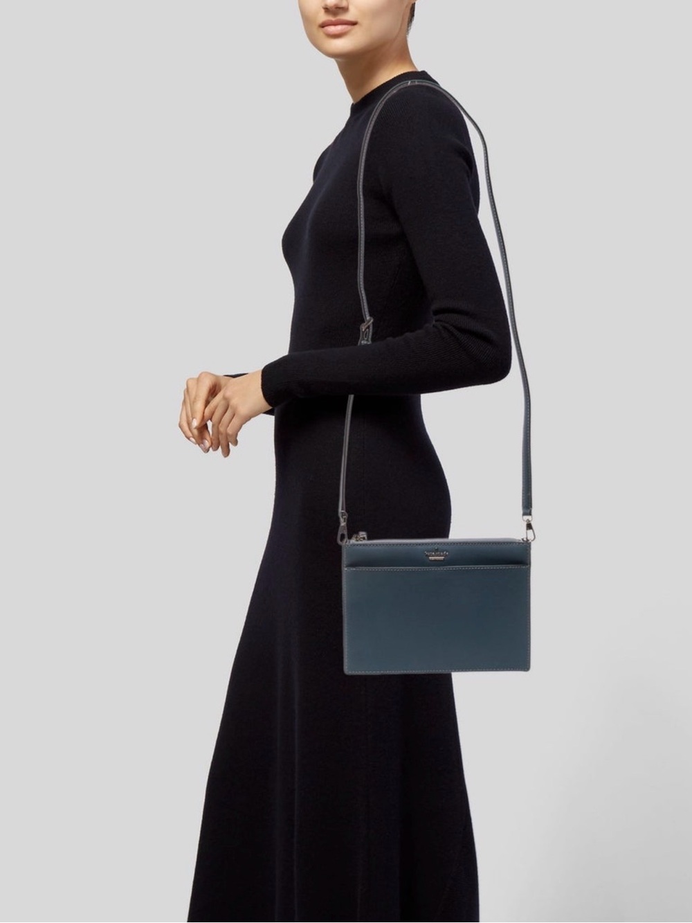 kate spade Blue Saffiano Leather Crossbody Wallet